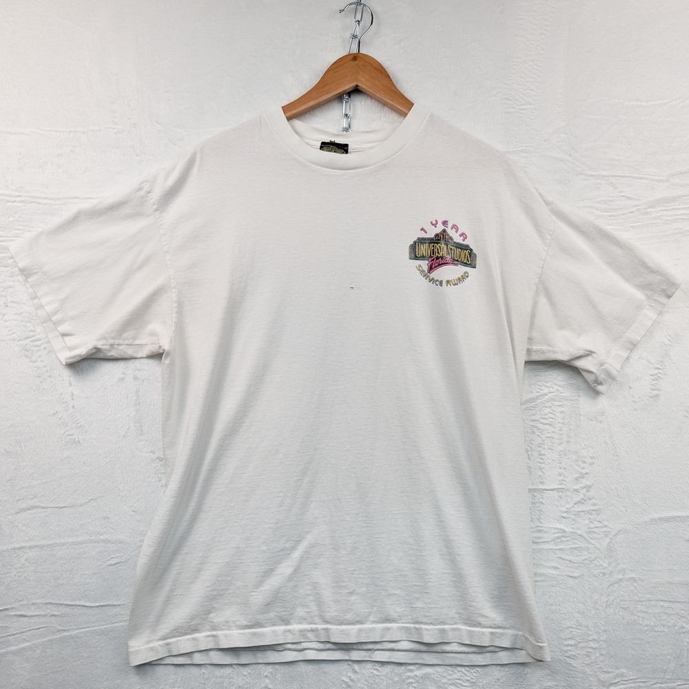 VTG Universal Studios T-Shirt Men's XL White Florida Service Award Stitch 90s